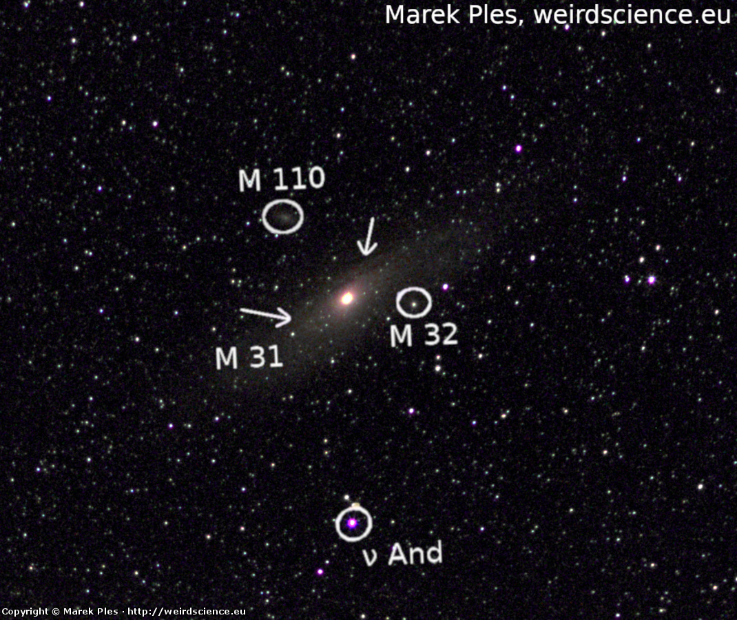 Ilustracja do artykułu "M31 (M32, M101) - Wielka Galaktyka Andromedy i jej galaktyki satelitarne"